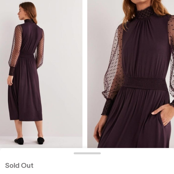 BODEN TULLED SLEEVE BLACK SEMI FITTED SMOCKED DRESS SIZE 8 NWT - Picture 10 of 13